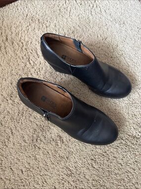 Shoes For Crews Black Leather-Look Slip-On Work Shoes